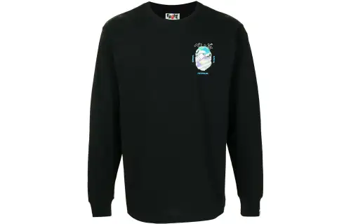 A BATHING APE Bape Sweatshirts Men's Black Crew Neck Moderate