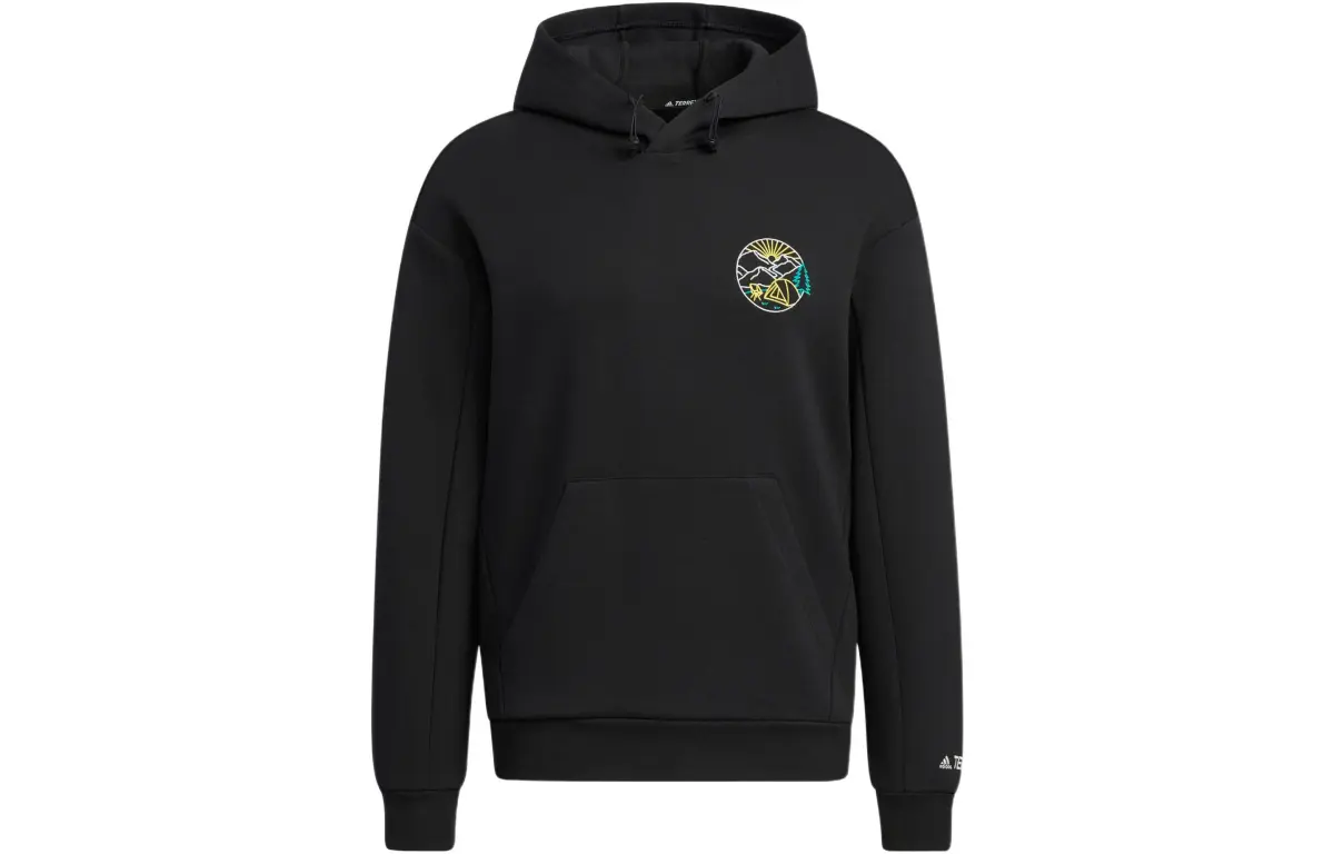 Adidas Sweatshirts Unisex Black Hooded Moderate Regular