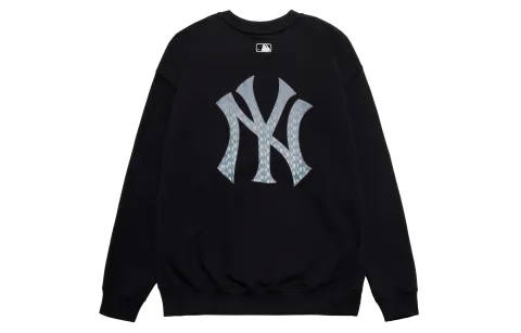MLB New York Yankees Sweatshirts Unisex Black Crew Neck Moderate