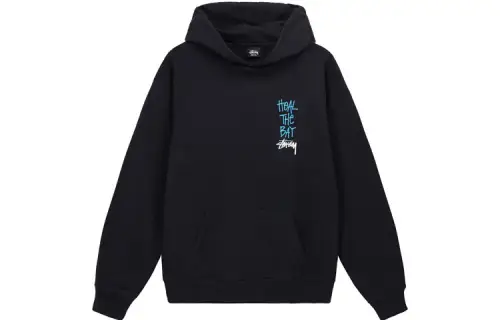 Stussy Sweatshirts Men's Black Hooded Non Detachable Moderate