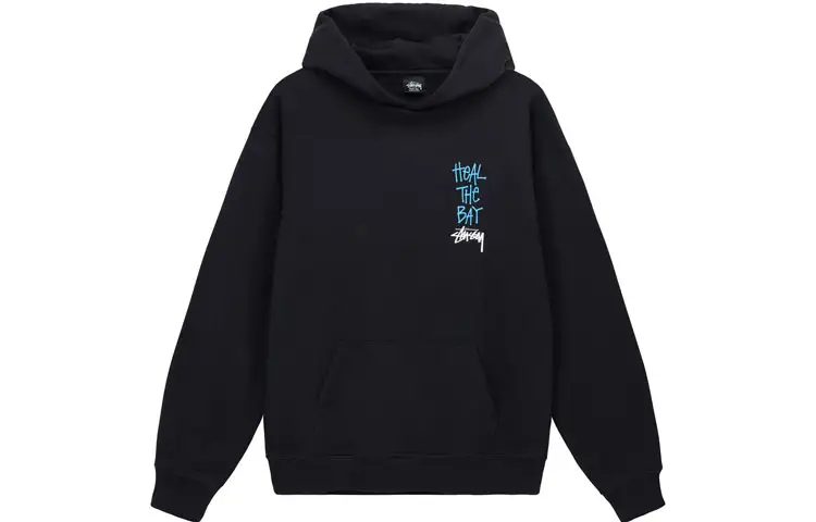 Stussy Sweatshirts Men's Black Hooded Non Detachable Moderate