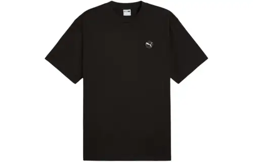 PUMA CLASSICS T Shirts Unisex Black Crew Neck Moderate