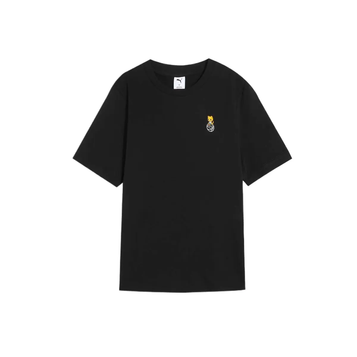 PUMA T-Shirts Unisex Black Crew Neck Moderate Straight Fit