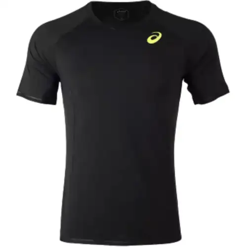 ASICS T Shirts Men's Black Crew Neck Moderate