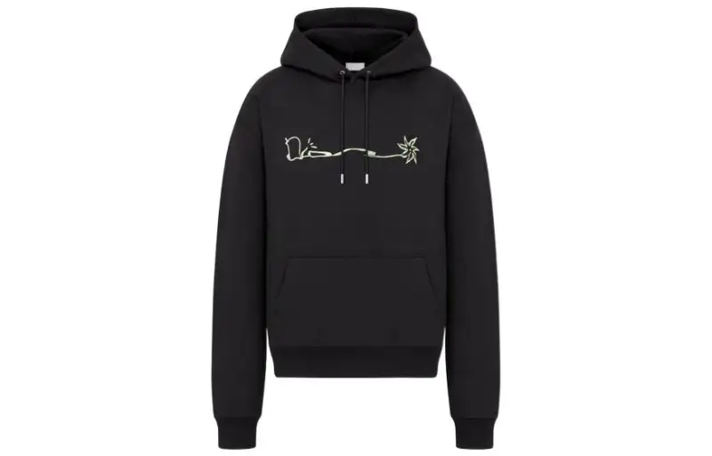 DIOR Travis Scott Letter Logo Fleece Lined Hooded Loose Fit Sports Pullover Sweatshirt Men's Black