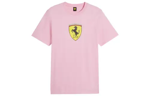 PUMA T Shirts Men's Pink Crew Neck Moderate Straight Fit