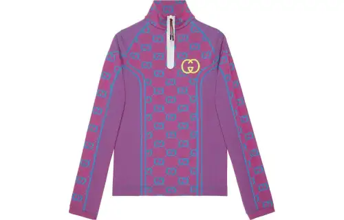 GUCCI Sweatshirts Men's Purple Stand Collar Moderate