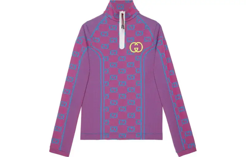 GUCCI Sweatshirts Men's Purple Stand Collar Moderate