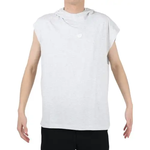 New Balance T Shirts Men's Gray Hooded Moderate Straight Fit