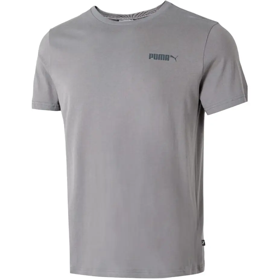 PUMA T-Shirts Men's Light Gray Crew Neck Moderate