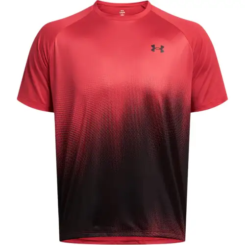 Under Armour Tech T Shirts Men's Red Crew Neck Moderate Straight Fit
