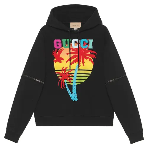 【Previous Season】removable-sleeve sunset-print hoodie