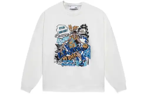 Li Ning Sports Basketball Collection Sweatshirts Unisex White Crew Neck Moderate Other
