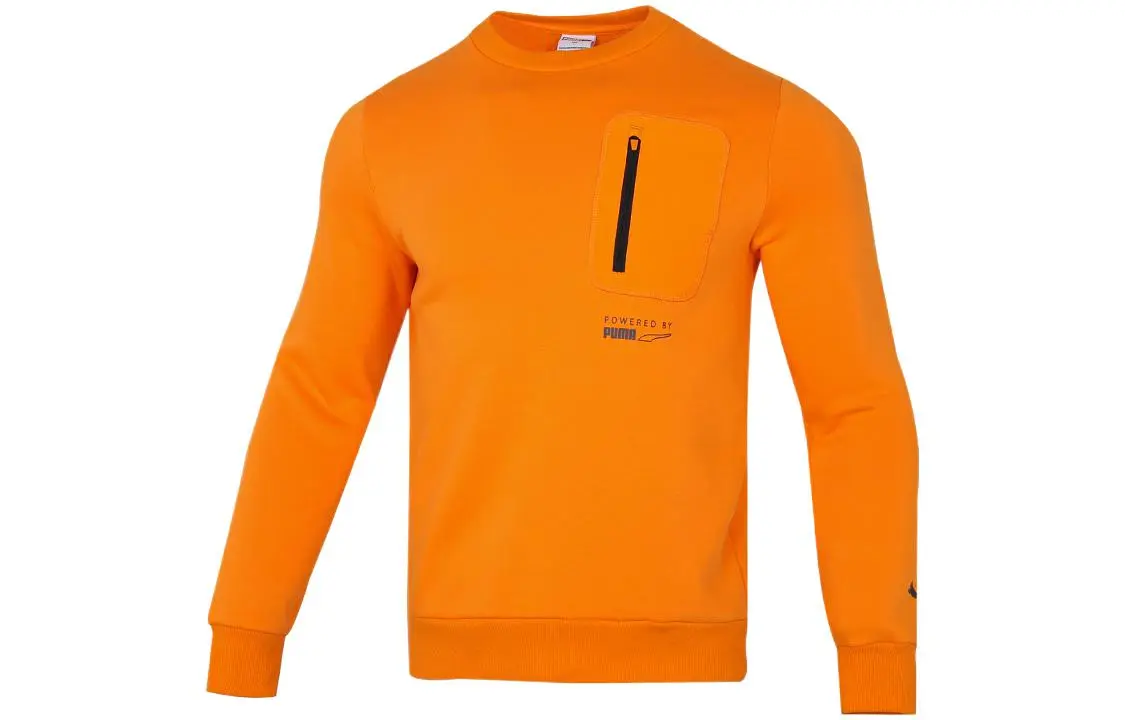 PUMA Sweatshirts Men's Orange Crew Neck Moderate Other
