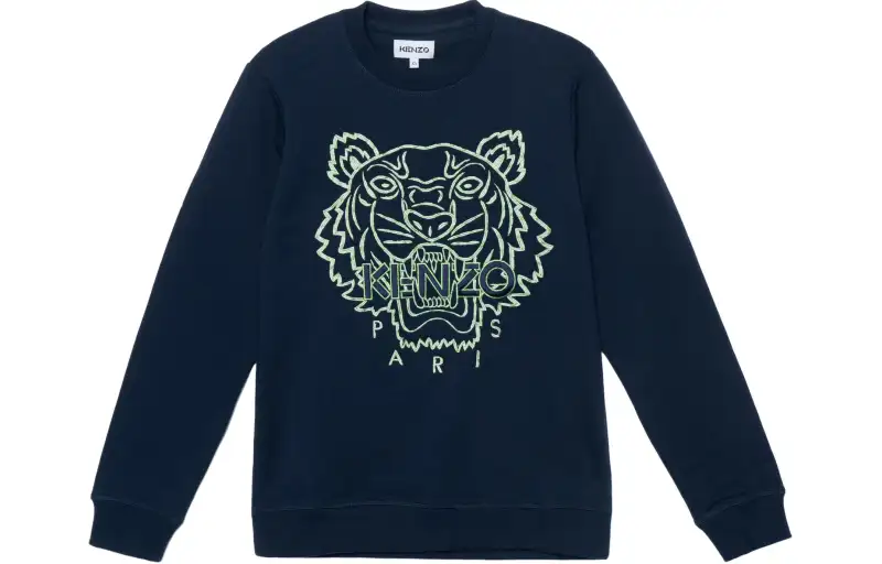 KENZO Classic Tiger Head Sweatshirts Men's Dark Blue Crew Neck Moderate Regular