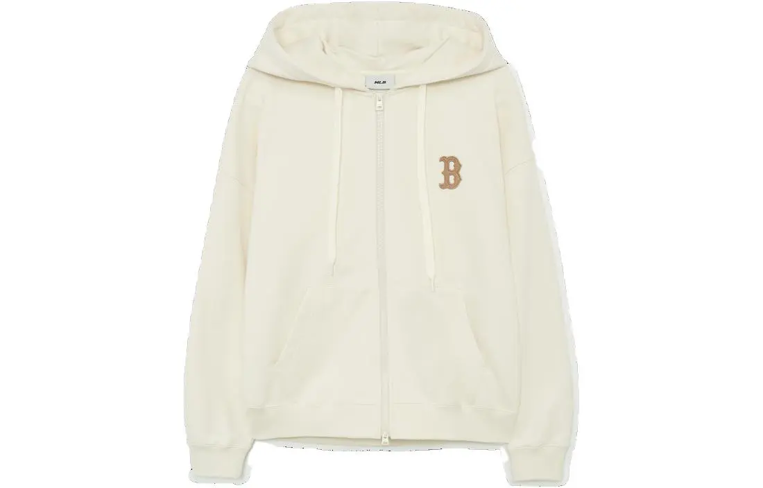 MLB RED SOX Sweatshirts Unisex Cream Hooded (Non-detachable) Moderate