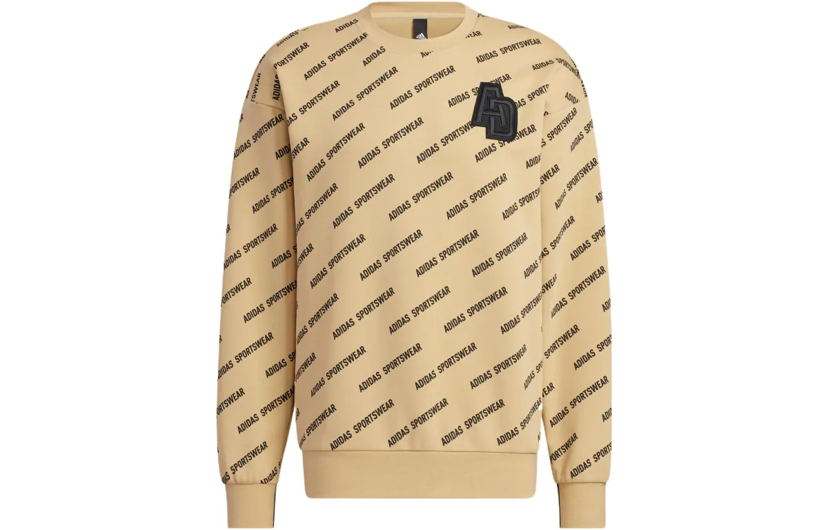 Adidas Sweatshirts Men's Khaki Crew Neck Moderate Straight Fit