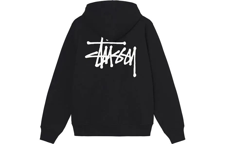 Stussy SS22 Pullover Letter Print Basic Fleece Lined Loose Fit Hooded American Vintage Sweatshirt Unisex
