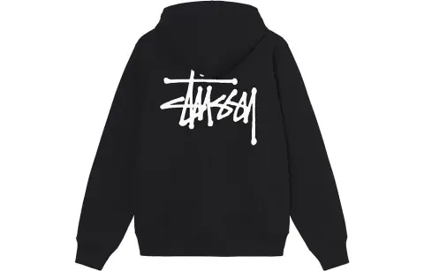 Stussy SS22 Pullover Letter Print Basic Fleece Lined Loose Fit Hooded American Vintage Sweatshirt Unisex