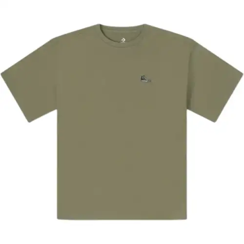 Converse T Shirts Unisex Green Crew Neck Moderate Heavyweight