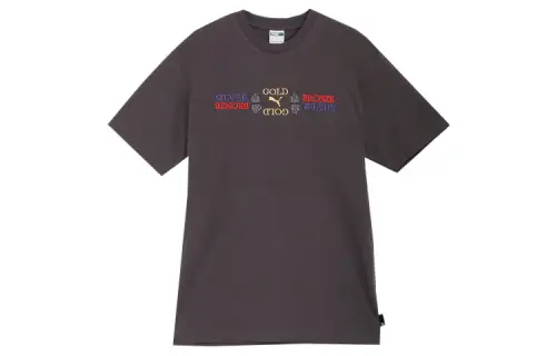 PUMA GRAPHICS T Shirts Unisex Dark Gray Crew Neck Moderate Straight Fit