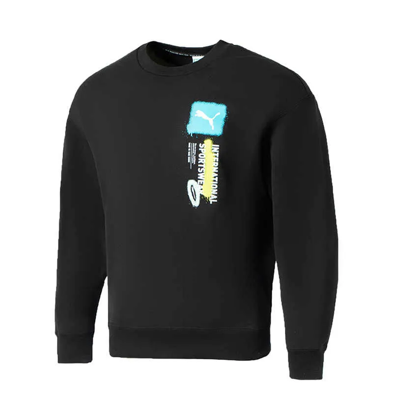 PUMA Sweatshirts Men's Black Crew Neck Moderate Regular