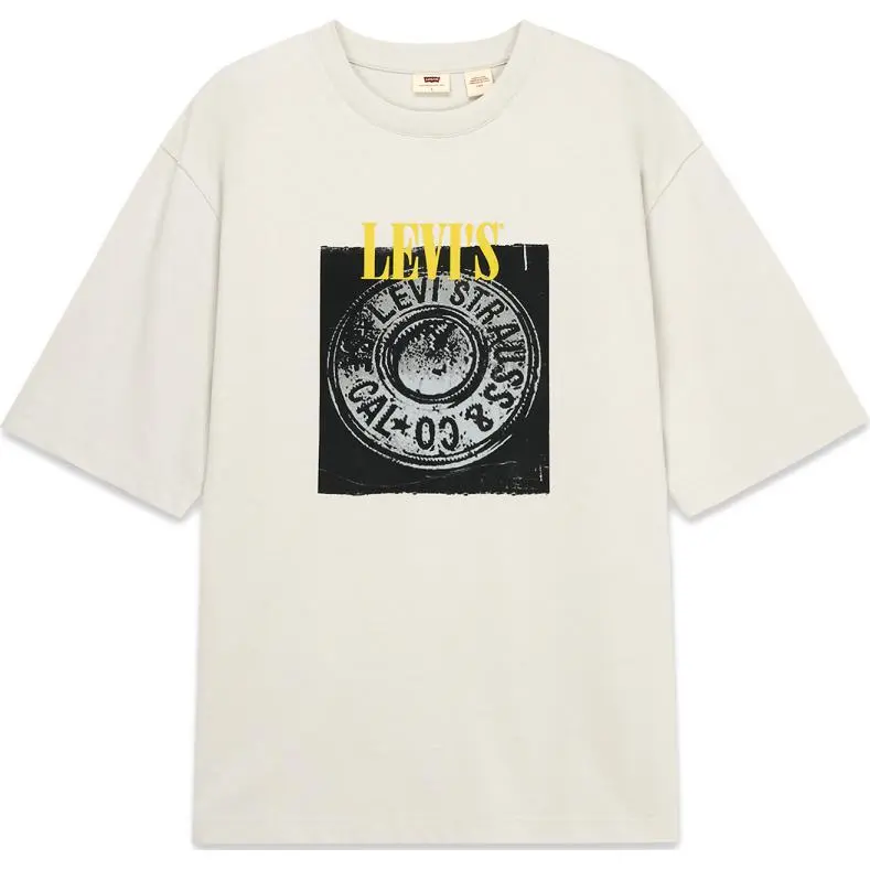 Levi's T-Shirts Men's Beige Crew Neck Moderate Straight Fit