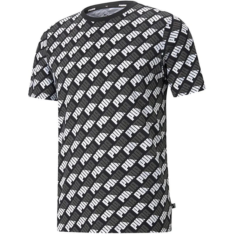 PUMA T-Shirts Unisex Black Crew Neck Moderate Straight Fit