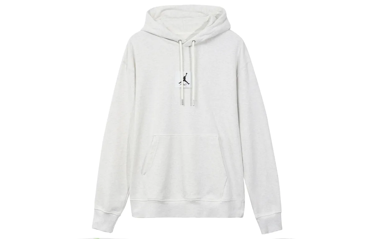 Jordan Sail Logo Letter Embroidery Drawstring Hooded Fleece Lined Loose Fit Sweatshirt Men's White