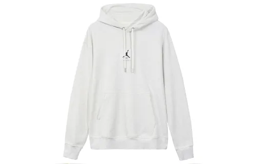 Jordan Sail Logo Letter Embroidery Drawstring Hooded Fleece Lined Loose Fit Sweatshirt Men's White
