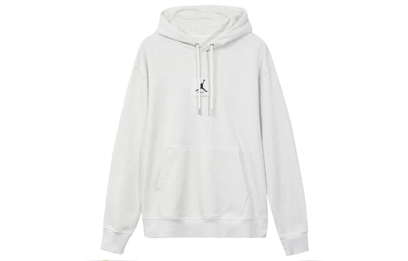 Jordan Sail Logo Letter Embroidery Drawstring Hooded Fleece Lined Loose Fit Sweatshirt Men's White