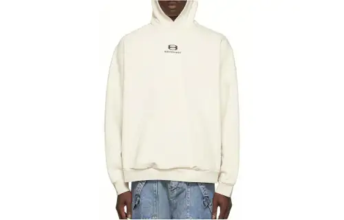 Balenciaga Sweatshirts Men's White Hooded Moderate