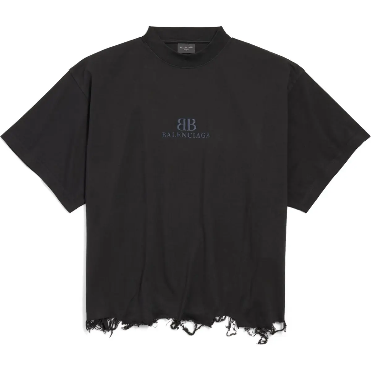 Balenciaga Bb Embroidered Destroyed Cropped T-Shirt