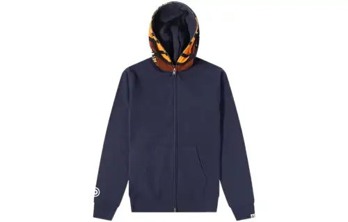 A BATHING APE Sweatshirts Men's Blue Hooded Moderate Cardigan