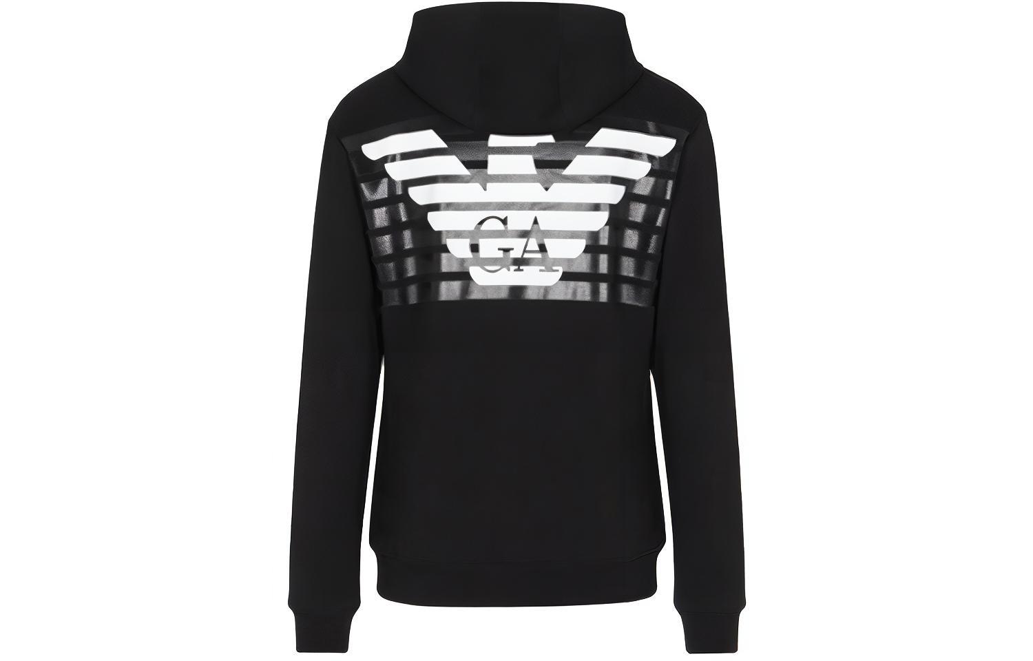 EMPORIO ARMANI Armani, black hoody, long-sleeve, with your logo imprint, print