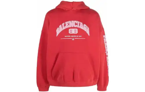 Balenciaga Sweatshirts Men's Red Hooded Moderate