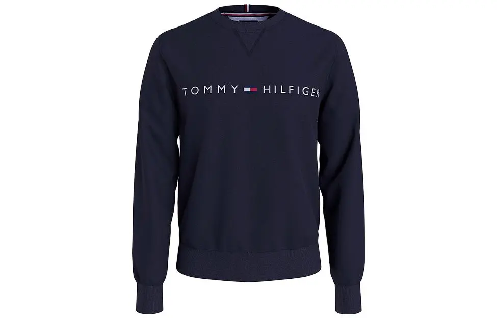 Tommy Hilfiger Solid Color Fleece Lined Letter Print Pullover Straight Fit Crew Neck Fall Winter Sweatshirt Men's