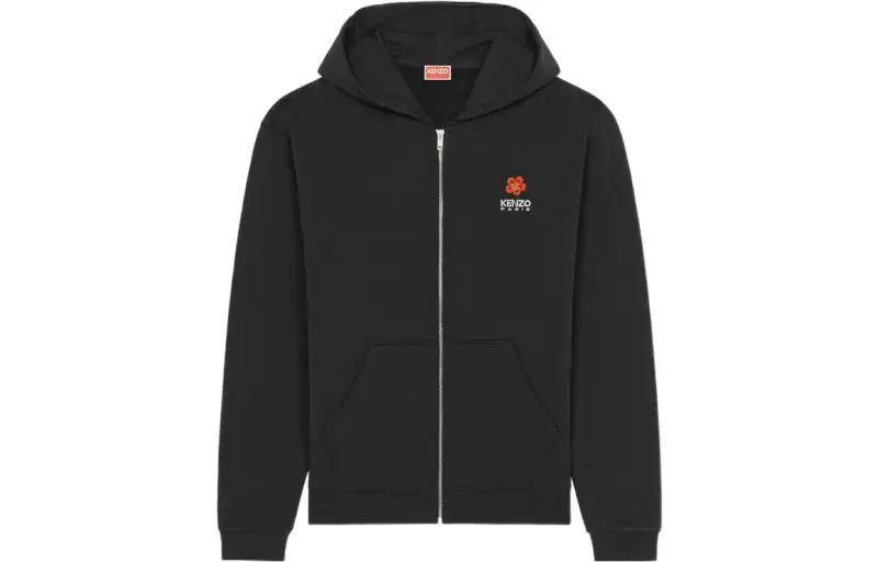 KENZO Sweatshirts Men's Black Hooded Moderate Cardigan