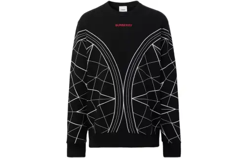 Burberry Sweatshirts Men's Black Crew Neck Moderate