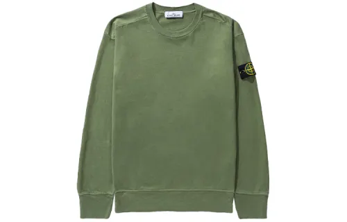 STONE ISLAND Sweatshirts Men's Army Green Crew Neck Moderate Regular
