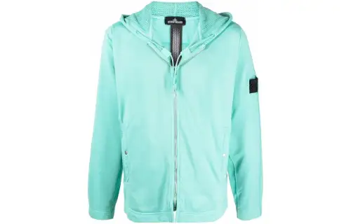 STONE ISLAND Sweatshirts Men's Green Hooded Moderate Cardigan