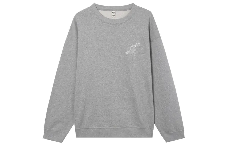 UNIQLO Sweatshirts Unisex Gray Crew Neck Moderate Other