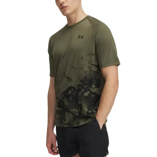 Under Armour Tech UA Fade T Shirt Men's Marine Blue Green/Black Color