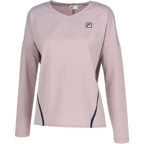 FILA T Shirts Unisex Beige V Neck Moderate