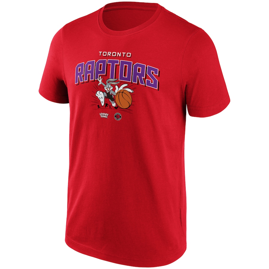 NBA Toronto Raptors Looney Tunes Bugs Bunny Lettering Print Round Neck Short Sleeve T-Shirt Men's Red