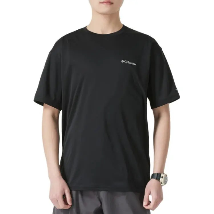 Columbia T-Shirts Men's Black Crew Neck Moderate Straight Fit