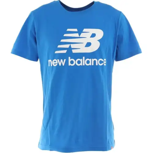 New Balance T Shirts Men's Blue Crew Neck Moderate Straight Fit