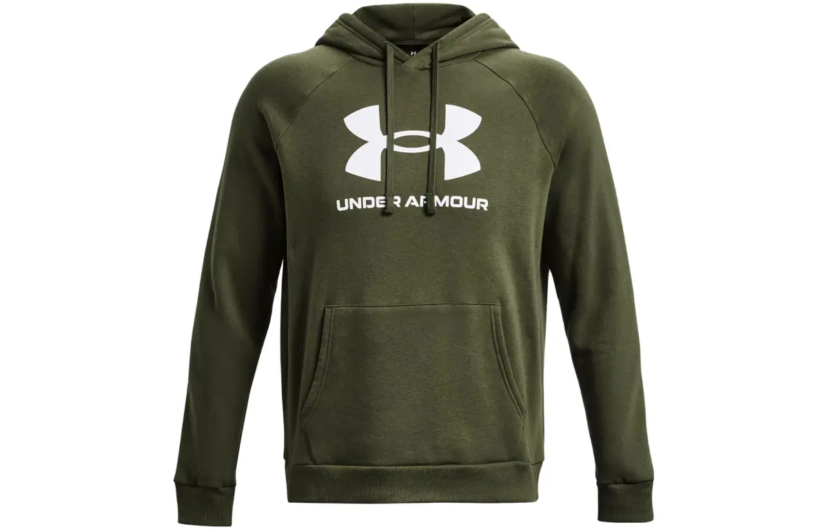 Under Armour Rival Fleece Sweatshirts Men's Green Hooded Moderate Regular