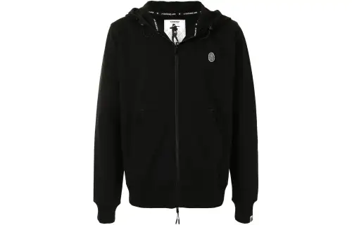 A BATHING APE Sweatshirts Men's Black Hooded Moderate Cardigan