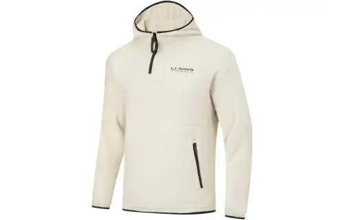 Li Ning Fitness Series Sweatshirts Unisex Oat Gray Hooded Thickened Regular